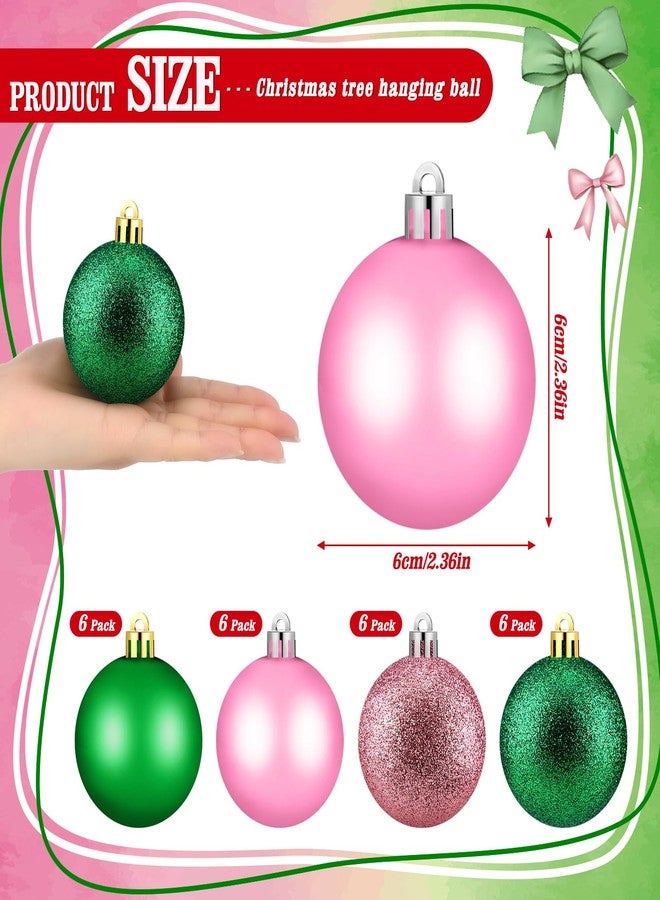 Simgoing 24 Pcs Pink Green Christmas Tree Ornaments 2.4 in Witch Christmas Balls Tree Decoration Princess Birthday Party Decor Witch Movie Accessories for Holiday Pastel Xmas Mantel Home Decor - Image 2